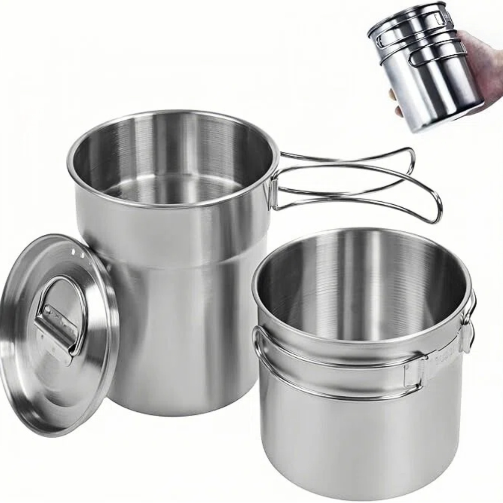 Camping Cooking Pot Set - Opvouwbare campingbekers, campingpotten, kookgerei, 304-voedselveilige outdoor