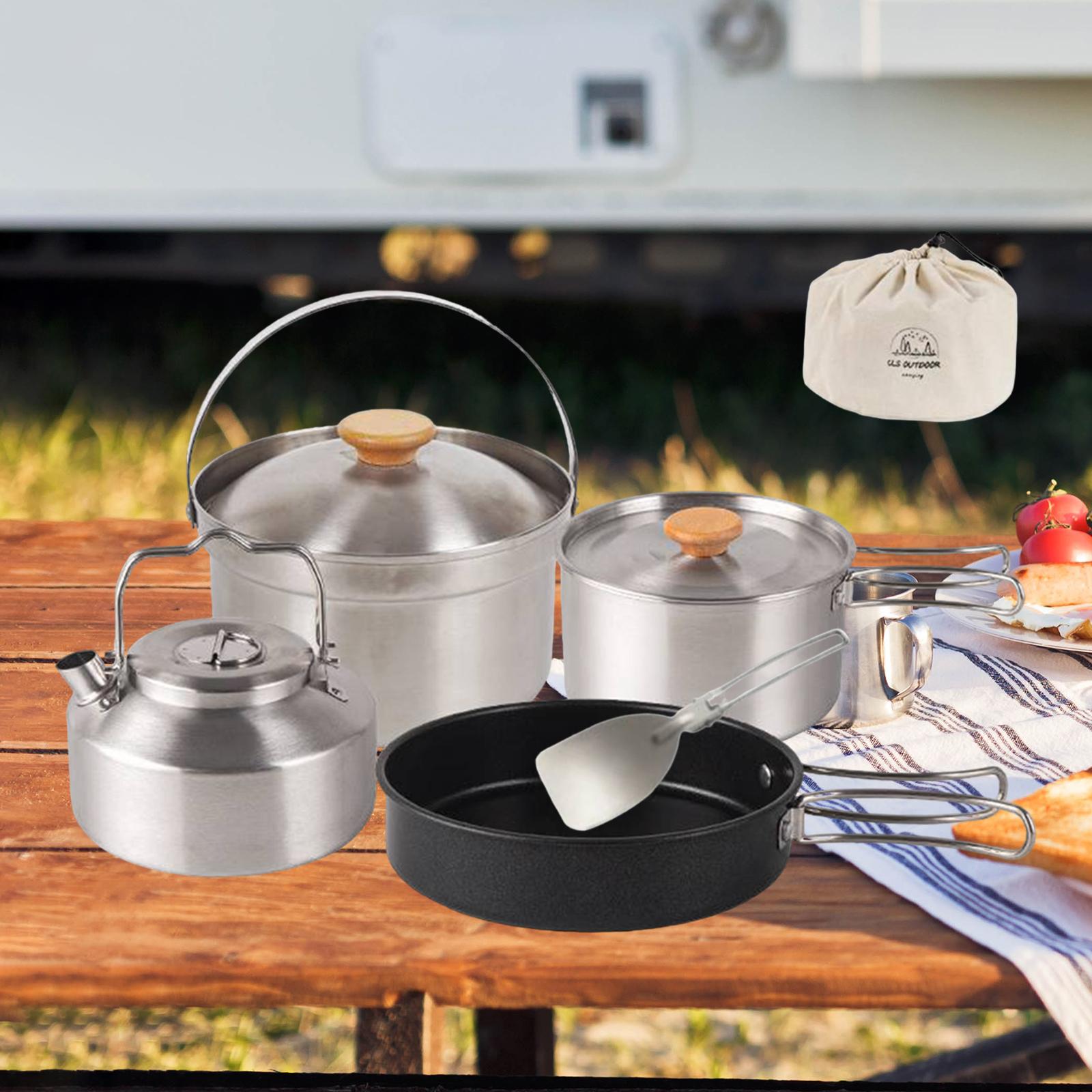 Camping Cooking Kettle - Campingkookgerei Kookuitrusting Draagbare koekenpan met anti-aanbaklaag,