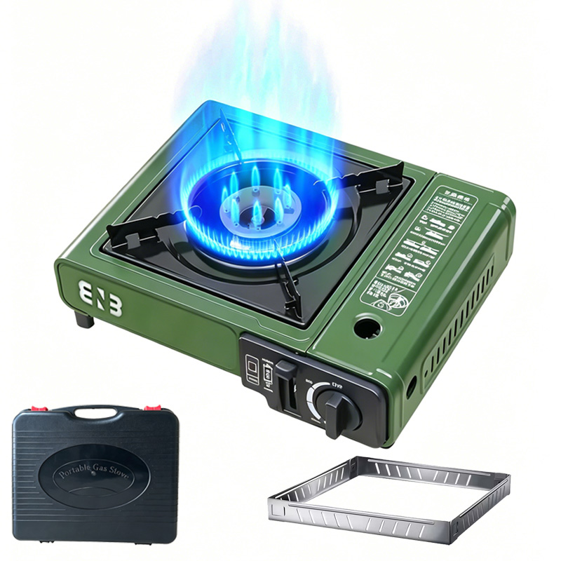 Camping Cooking Kit Box - Draagbare butaankachel, compacte buitenkampeerbrander met draagtas