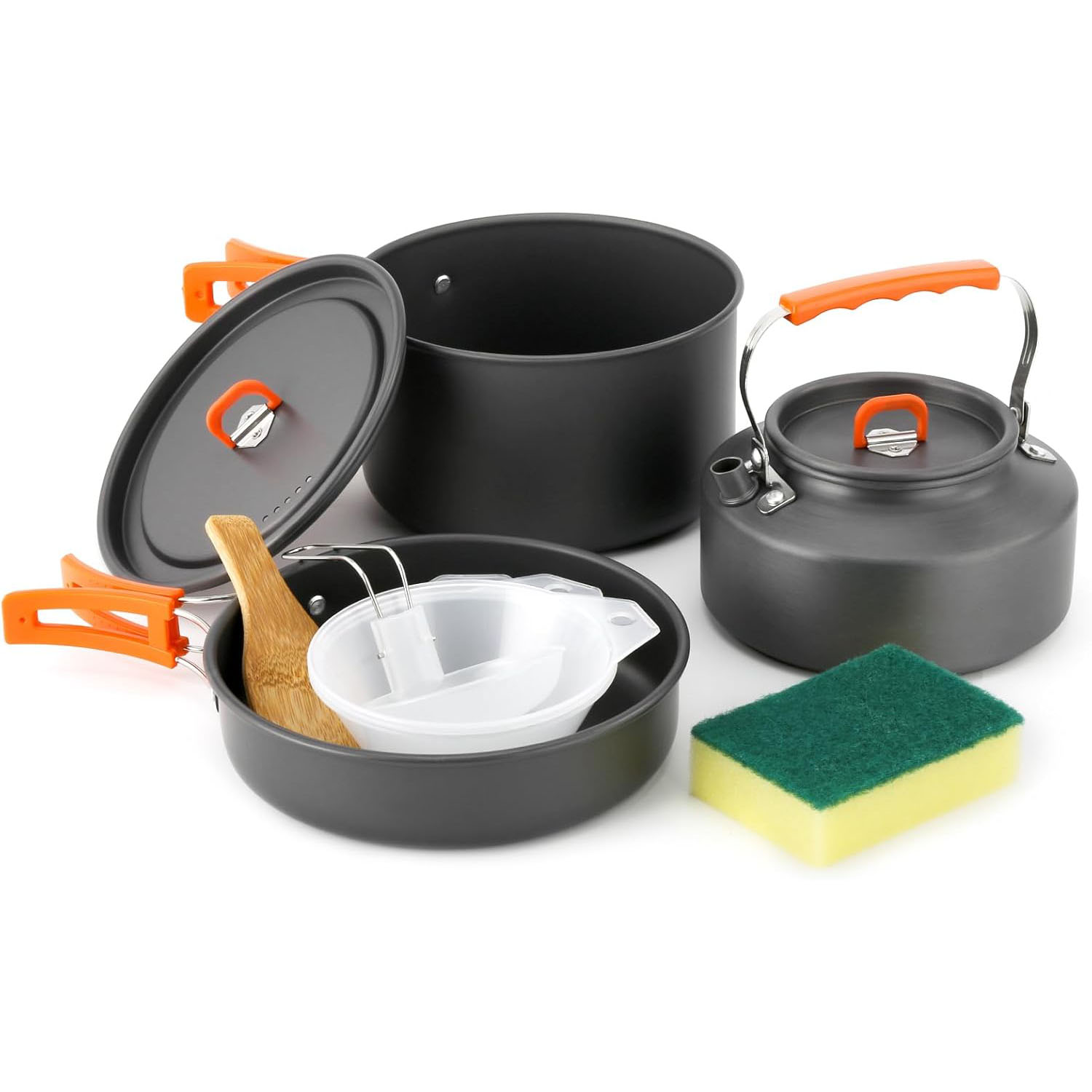 Camping Cooking Pot Set - Campingkookgerei Campingpot- en pannenset met waterkoker,