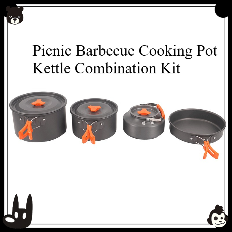 Camping Cooking Pot Set - Draagbare Outdoor Kookset 4-delig Camping Picknick