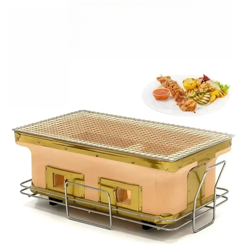 Japanese Camping Cooking - Grote rechthoekige houtskoolgrill Japanse keramische kleigrill