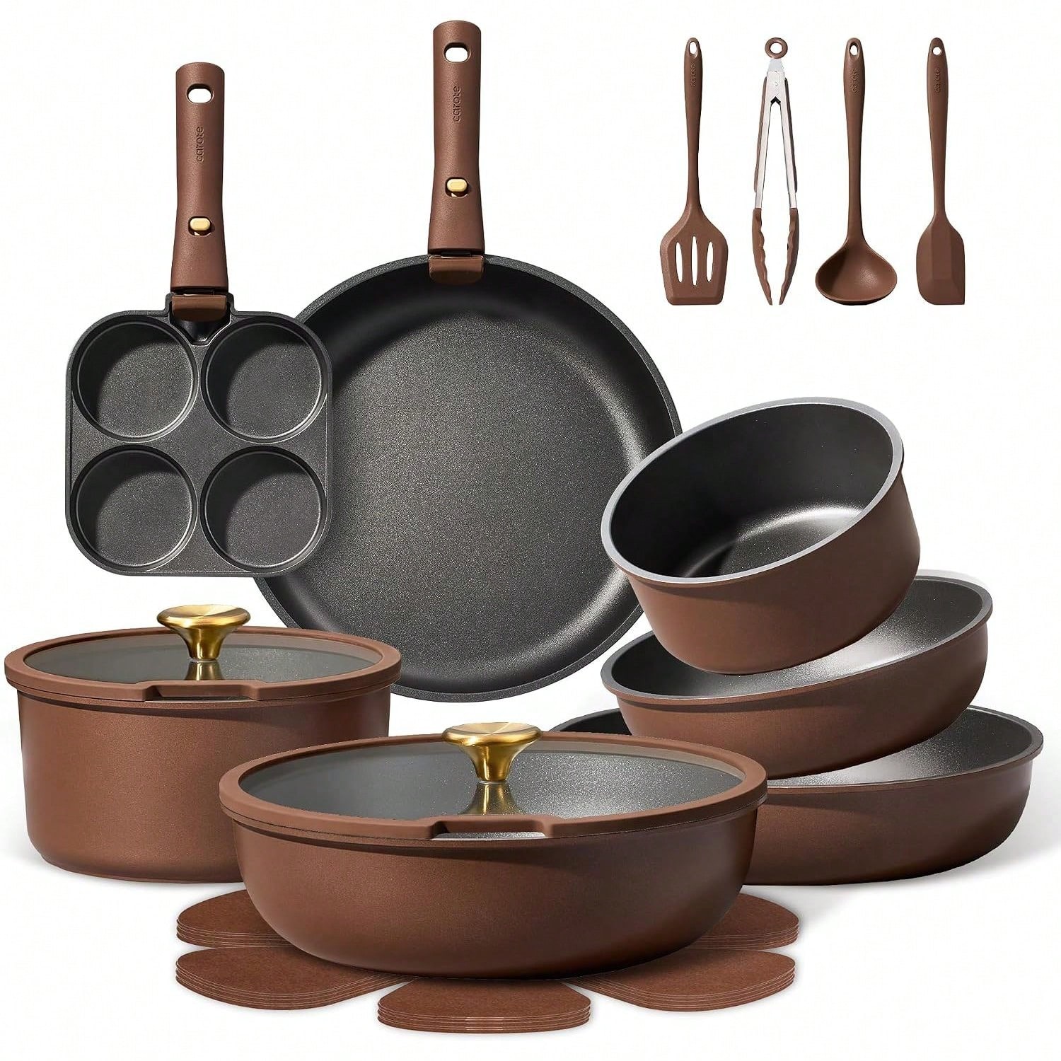 Camping Cooking Set Detachable Handle - CAROTE 25-delige pannenset met antiaanbaklaag, kookgereiset