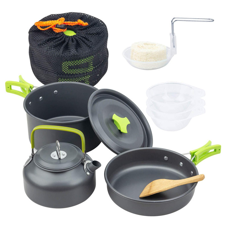 Camping Cooking Kit Box - Outdoor Camping Kookgerei Kit Aluminium Kookpotten