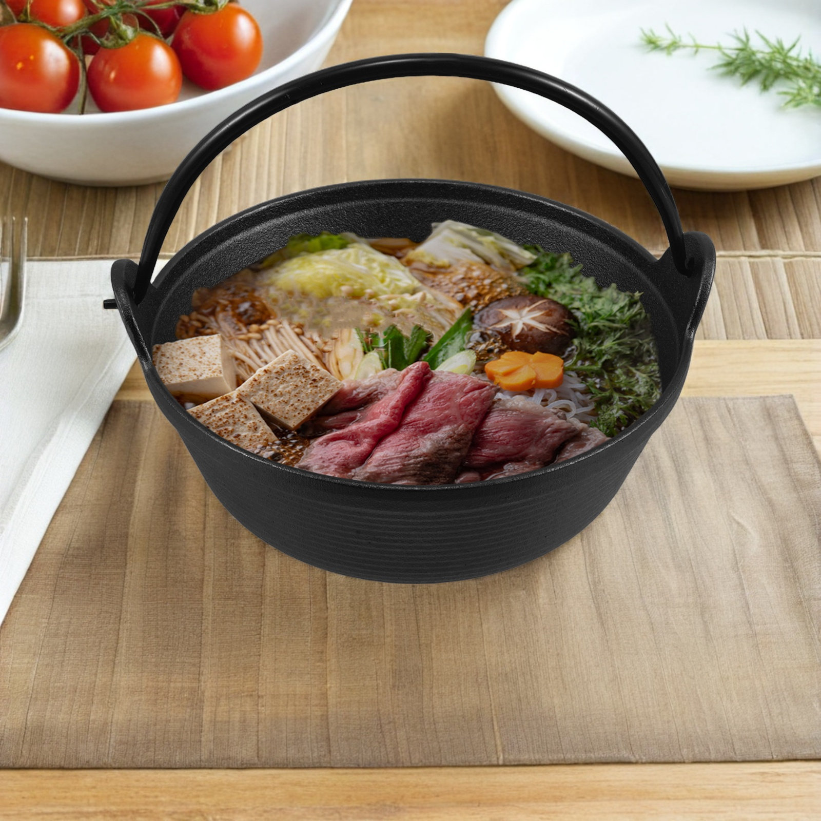 Japanese Camping Cooking - Japanse stijl gietijzeren Sukiya-pan voor buitenkamperen
