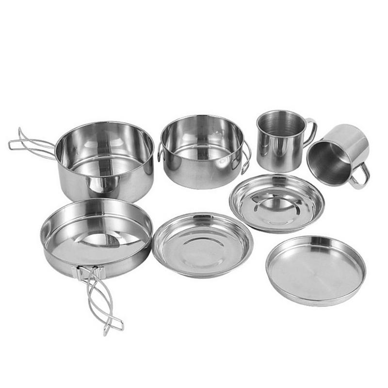 8 Stks/set Roestvrijstalen Out - Camping Cooking Pot Set recensie en prijs