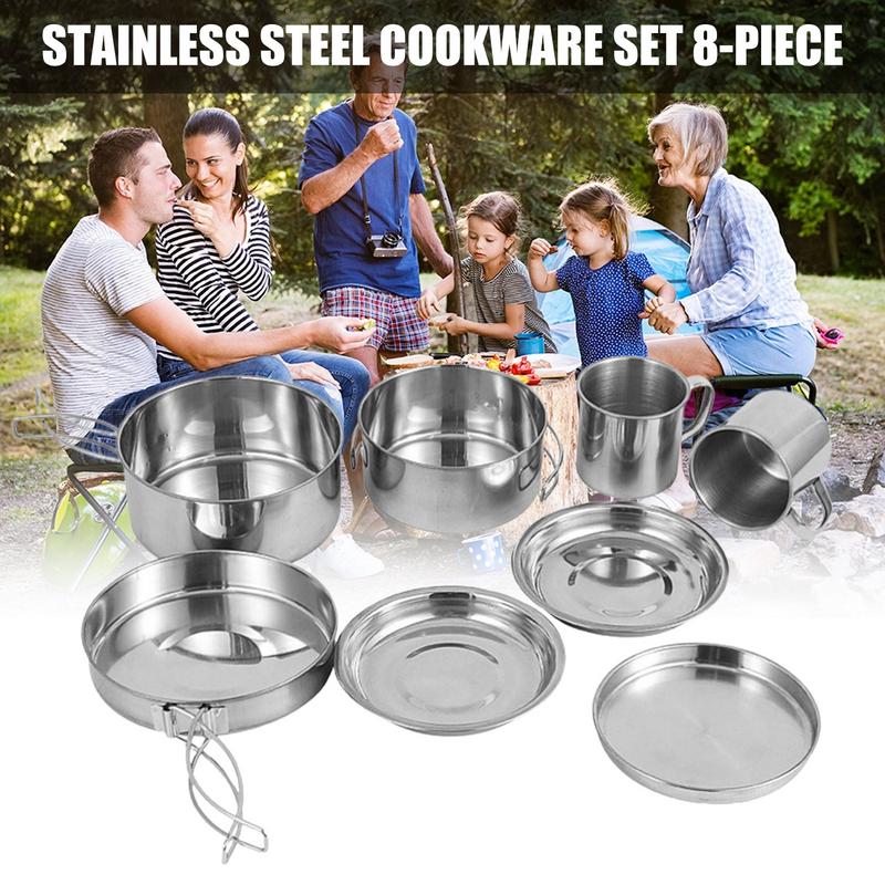 8 Stks/set Roestvrijstalen Out - Camping Cooking Pot Set recensie en prijs