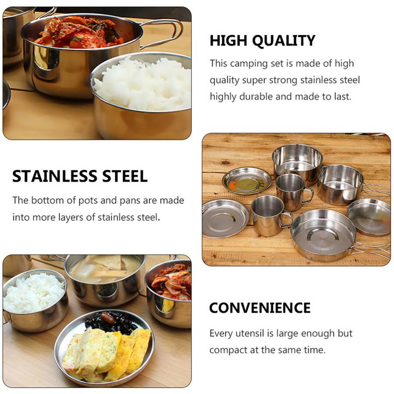 8 Stks/set Roestvrijstalen Out - Camping Cooking Pot Set recensie en prijs
