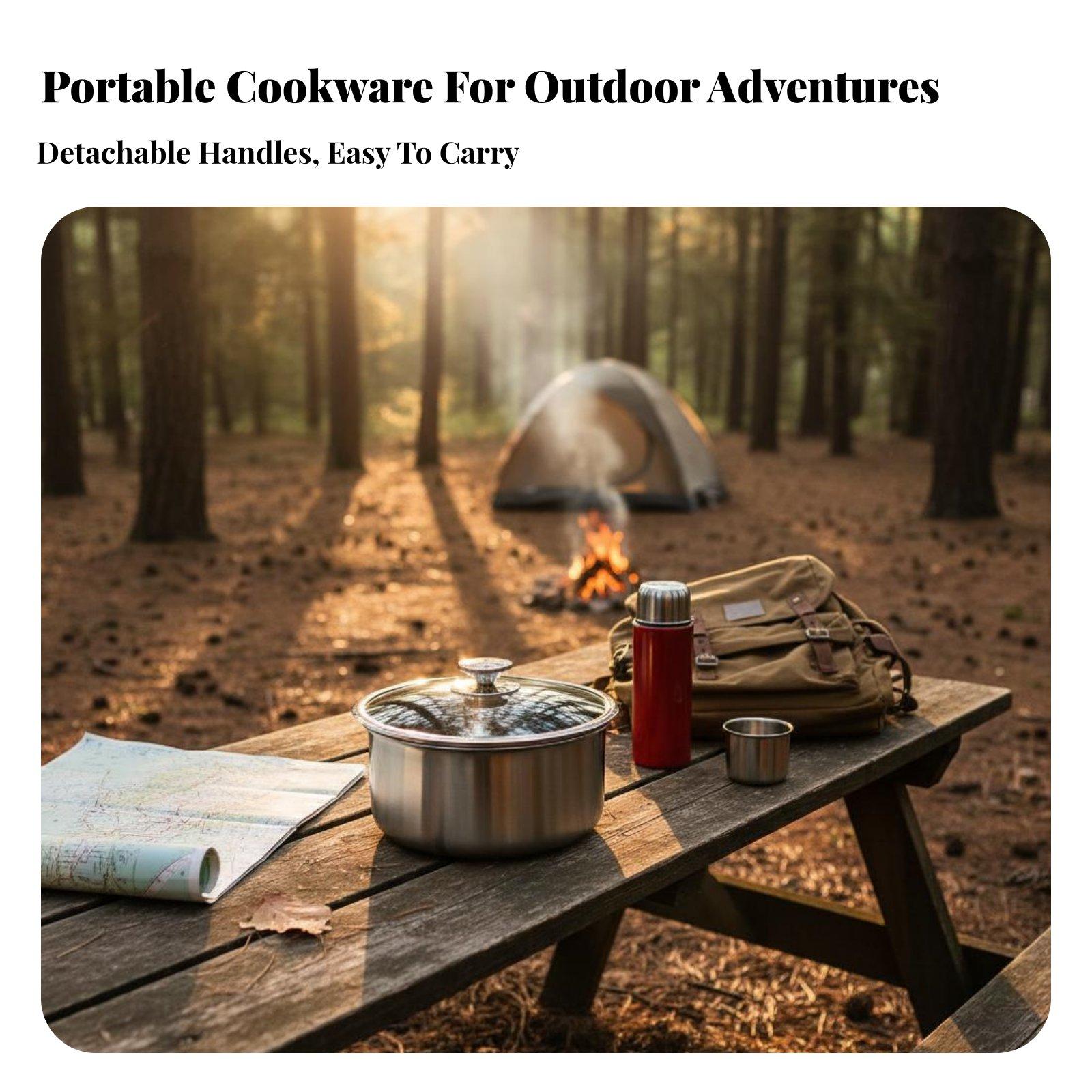 Campingkookset RVS Koekenpan S - Camping Cooking Set Detachable Handle recensie en prijs