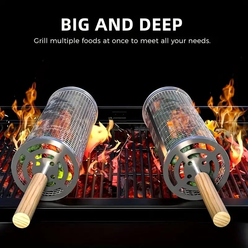RVS BBQ Grillmand, Ronde Rolba - Camping Cooking Area recensie en prijs