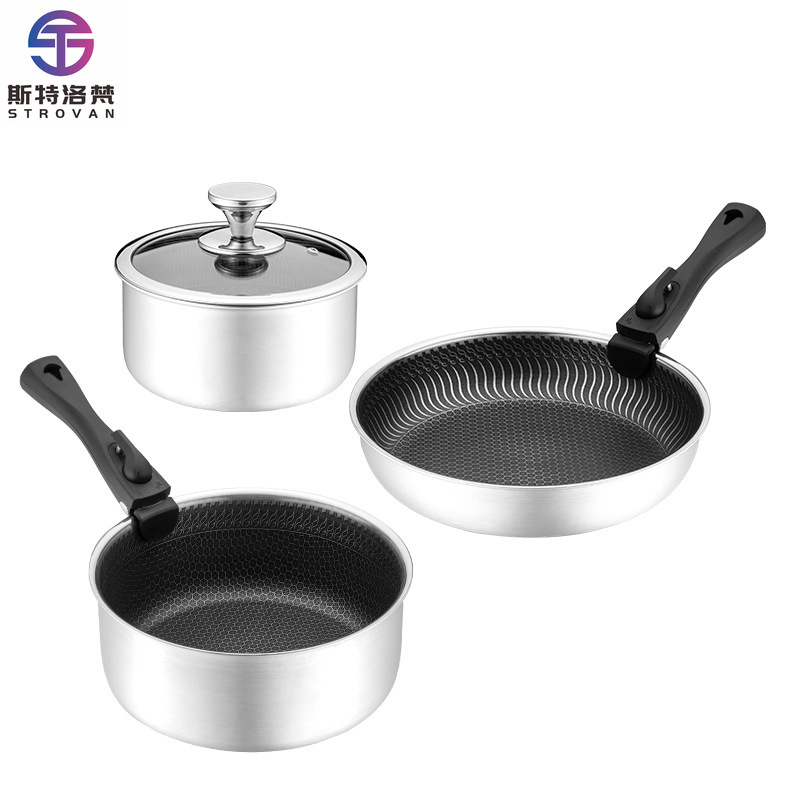 6 Stuks 3-laags Roestvrijstale - Camping Cooking Set Detachable Handle recensie en prijs