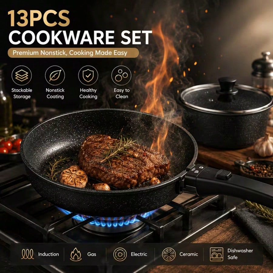 Premium 13-delige antiaanbak k - Camping Cooking Set Detachable Handle recensie en prijs