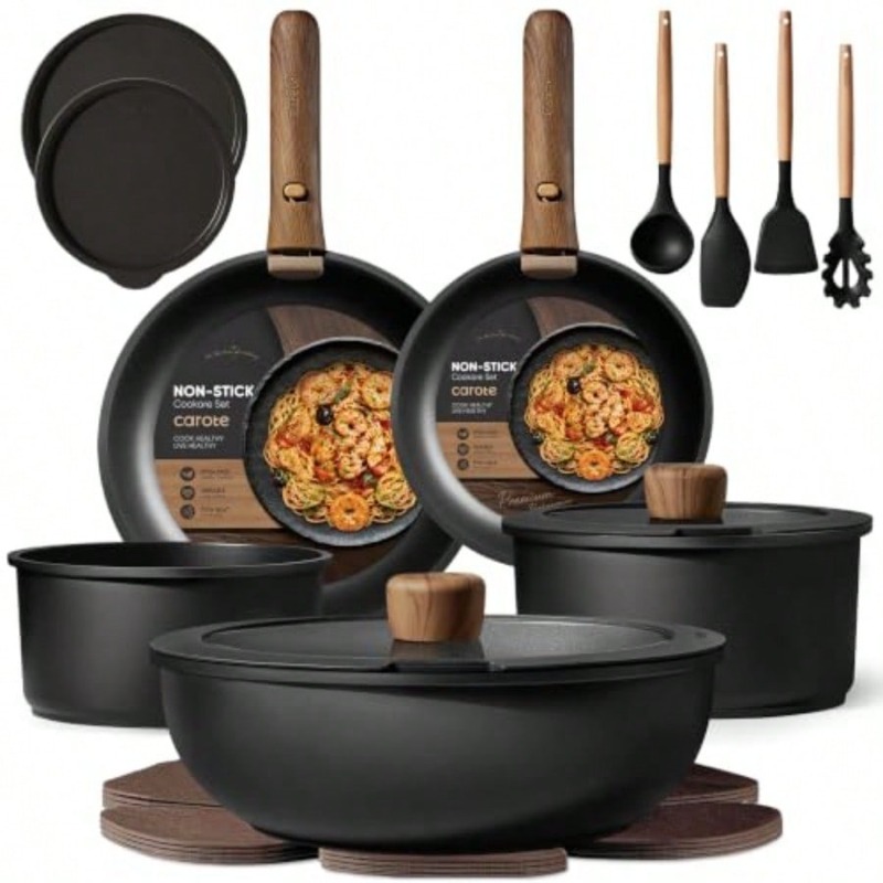 19-delige pannenset met antiaa - Camping Cooking Set Detachable Handle recensie en prijs